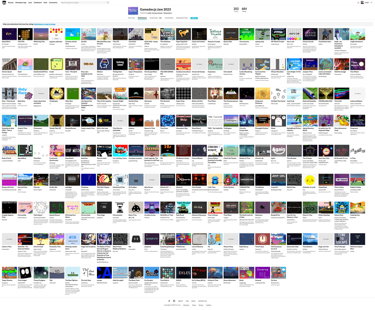 Gamedevjs's tweet photo. Received 200+ games in #GamedevJS Jam 2023, and now it's rating time! โฑ๏ธ
Vote on each other's entries, provide feedback of what went good and what could've been improved, and leave comments if you haven't submitted but still enjoyed playing the games!
https://t.co/7ddIVXEQSO https://t.co/MRToS428s7