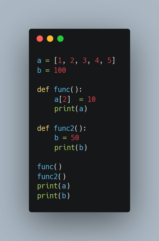 RecursiveNeuron's tweet image. #Python  quiz
Global and local variables 

What will be the output of the below code?
 Options:

#pythonprogramming #pythonista3 #coding #challenge #100daysofpython