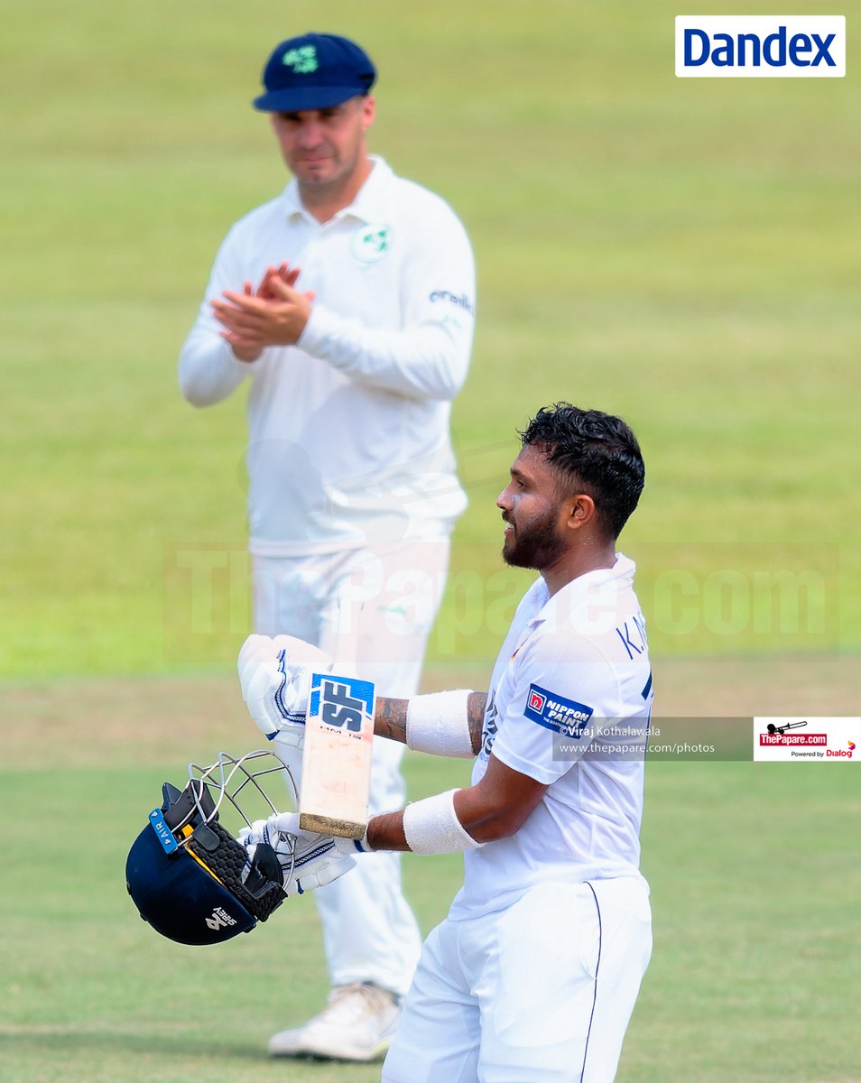 Estelle_Vasude1's tweet image. He's come close a few times before, but Kusal Mendis finally gets through to a maiden double hundred. Of course, it's at Galle, where he's made plenty of runs in the past. Does a little 'rock the baby' to celebrate too #SLvIRE