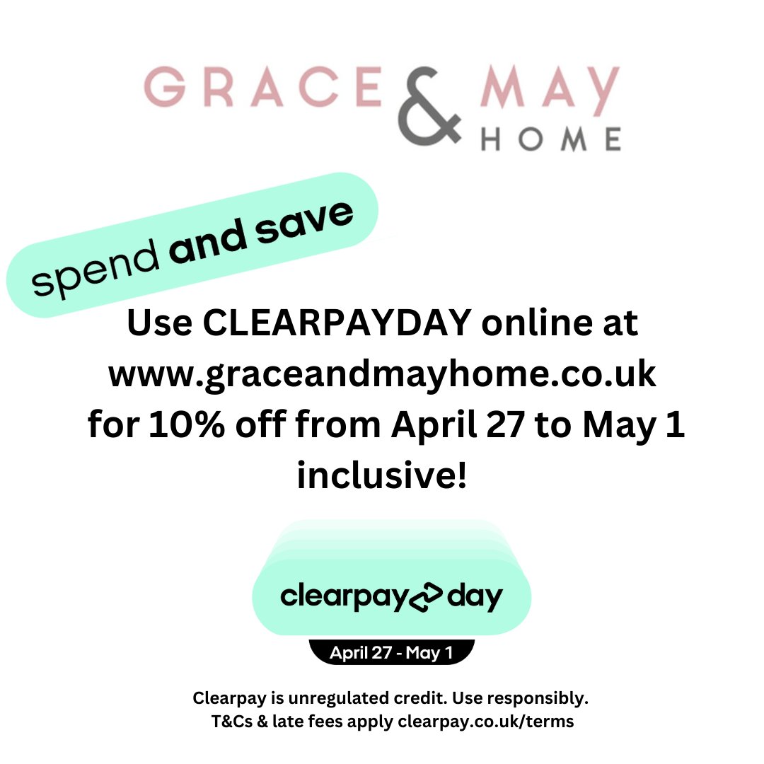 CLEARPAYDAY IS HERE! Use code CLEARPAYDAY online at graceandmayhome.co.uk for 10% off across our entire range, including self care, homeware, gifts, stationery &amp; more. Don't miss out! #graceandmayhome #spendandsave #clearpayday #onlinenow #treatyourself #yourlocalecoshop