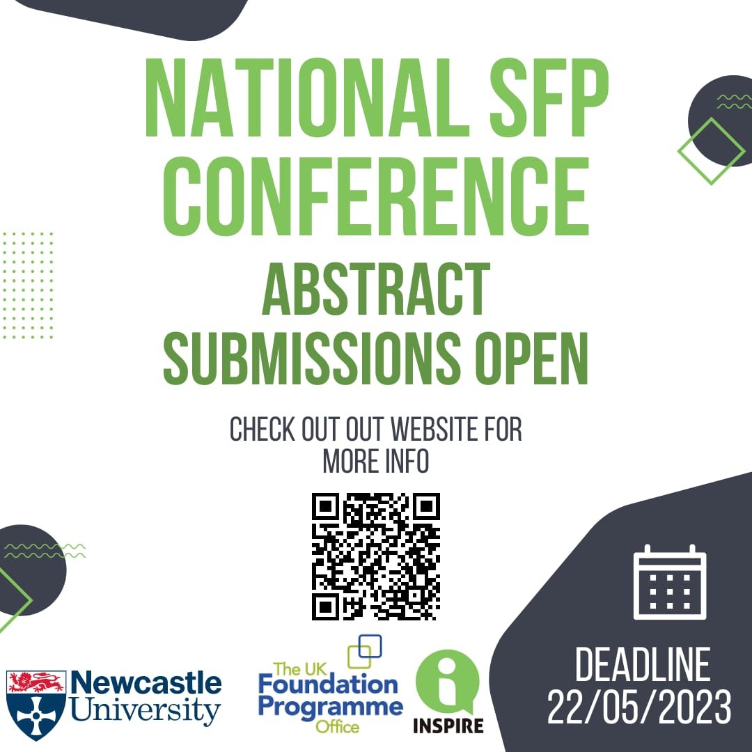 📢Exciting news!! National Specialised Foundation Conference abstract submissions are now OPEN! Submit for a poster/oral presentation here by 22nd May: northernsfp.co.uk Don't forget to register for the conference - held 17th June, Newcastle. See you there!