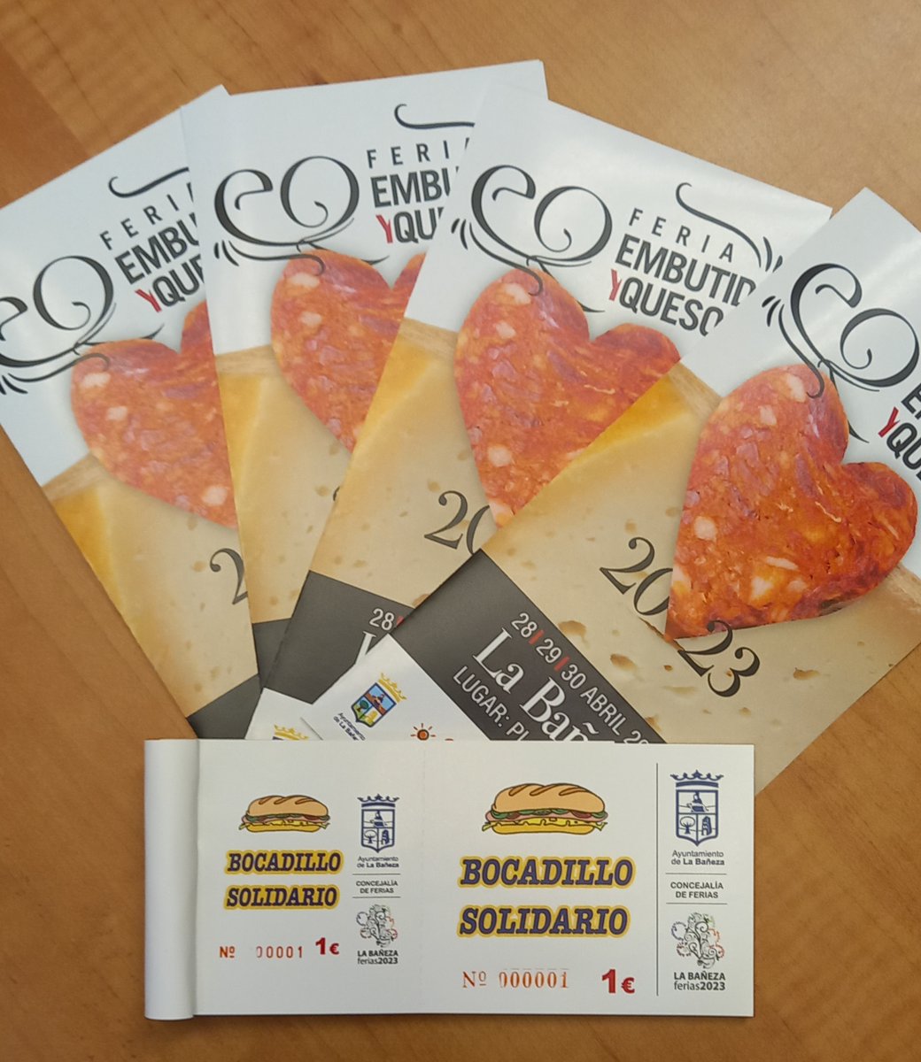 Ya tenemos disponibles los tickets de la Merienda Solidaria en la Oficina de Turismo (de 10 a 14h.)
<a href="/AytoLaBaneza/">Ayto La Bañeza</a> 
#feriadelembutidoyelqueso #feriasdelabañeza #turismolabaneza