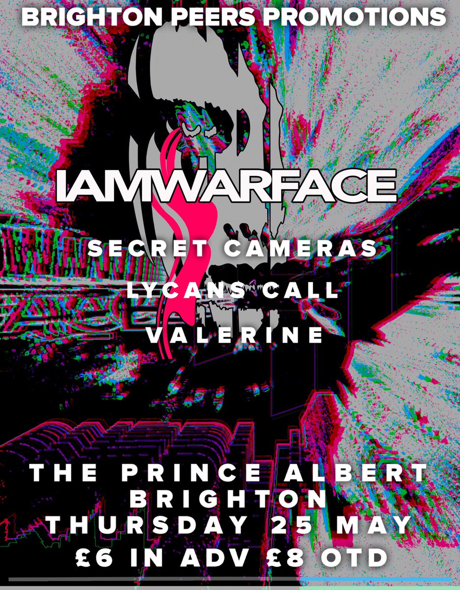 Next show. Tickets here…iamwarface_guests.eventbrite.com
@Saintbarca @brightonmag @brightfest @scenesussex @BlueKrampus #live #Brighton #festival #gigs
