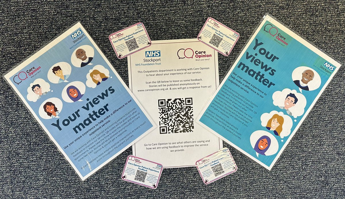 Today is all about Outpatients, we will be promoting the importance of providing feedback this PM outside our outpatient departments ✨ #patientexperience #patientfeedback #theirvoicematters #improvingservices @MikeAllisonNHS @ToniCoyle3 @StockportPtExp @StockportNHS @NHSGIRFT