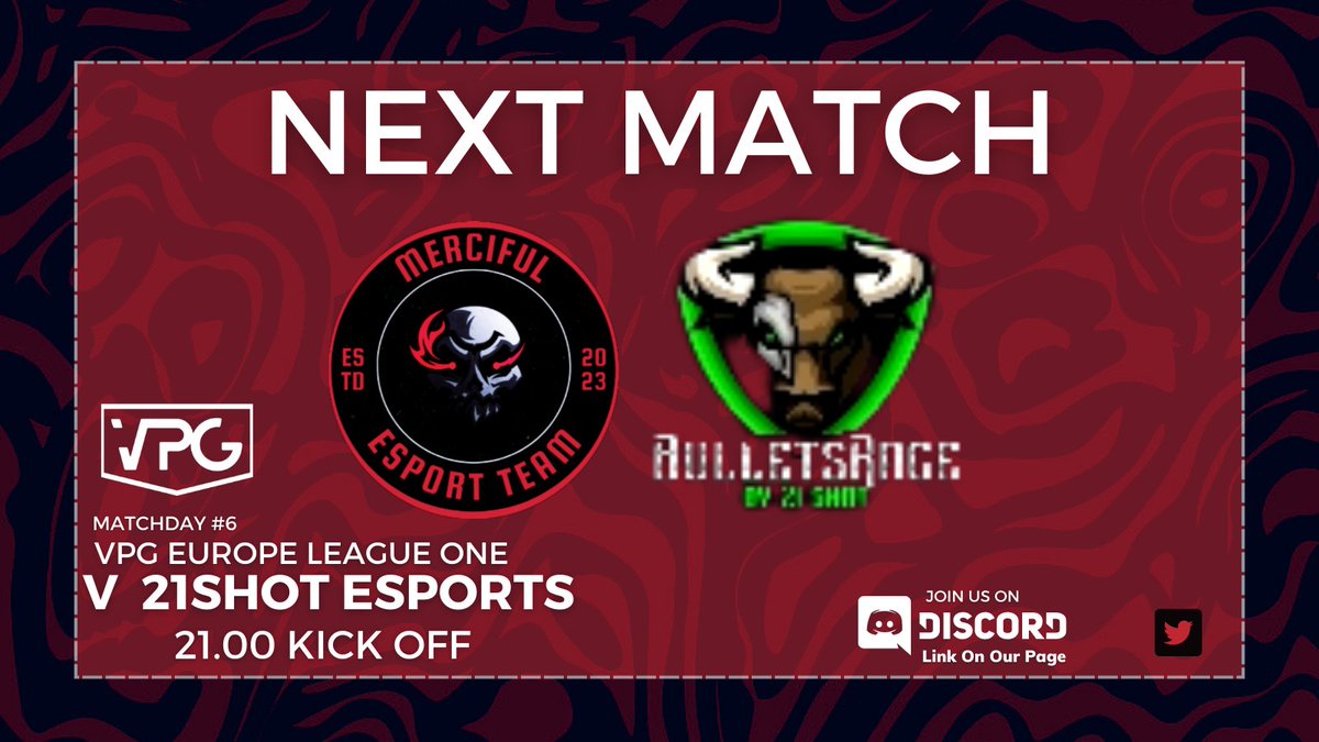 MericulESVPG's tweet photo. 🏆 VPG EUROPE LEAGUE ONE #6
⏰️ 21.00
v 21SHOT ESPORTS https://t.co/8GiOuuXasN