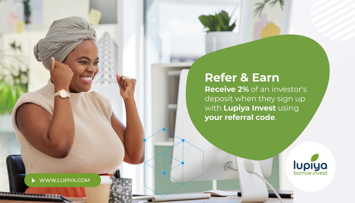 Did you know, your referral's deposit qualifies you for a 2% commission with Lupiya Invest? 

To get started visit: hubs.la/Q01vmGLX0 
#LupiyaInvest
