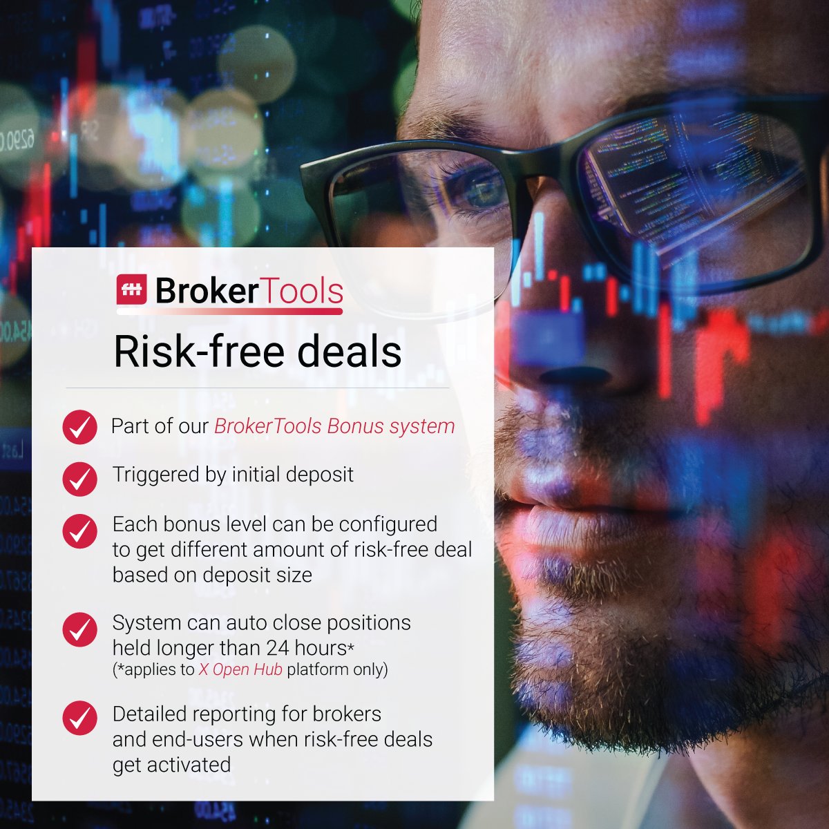 FairTradingTech's tweet image. With @FairTradingTech BrokerTools you can easily initiate, configure, and manage Risk-Free Deals in your BrokerTools account. Read more at bit.ly/446M904 #fairtradingtechnology #brokertools #riskfreedeals #metatrader #xopenhub #ctrader