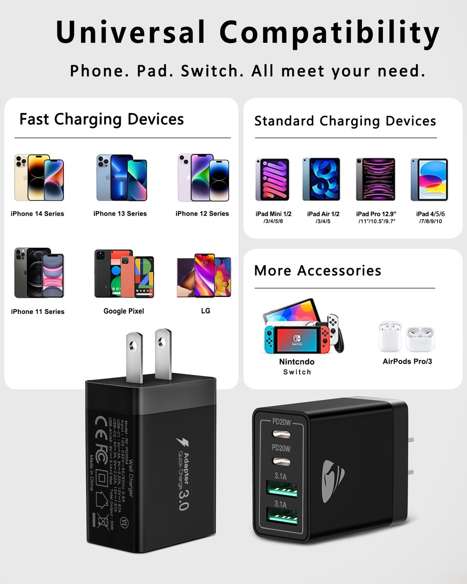 Yosou_offical's tweet image. The multi-port charger supports up to 4 devices to charge simultaneously. An ideal charging block for homes where there are various brands of phones.
#chargecable #technology #phoneaccessories #hightech #gaming #gadgets #workout #iphoneaccessories #iphone12 #iphonese #iphonese