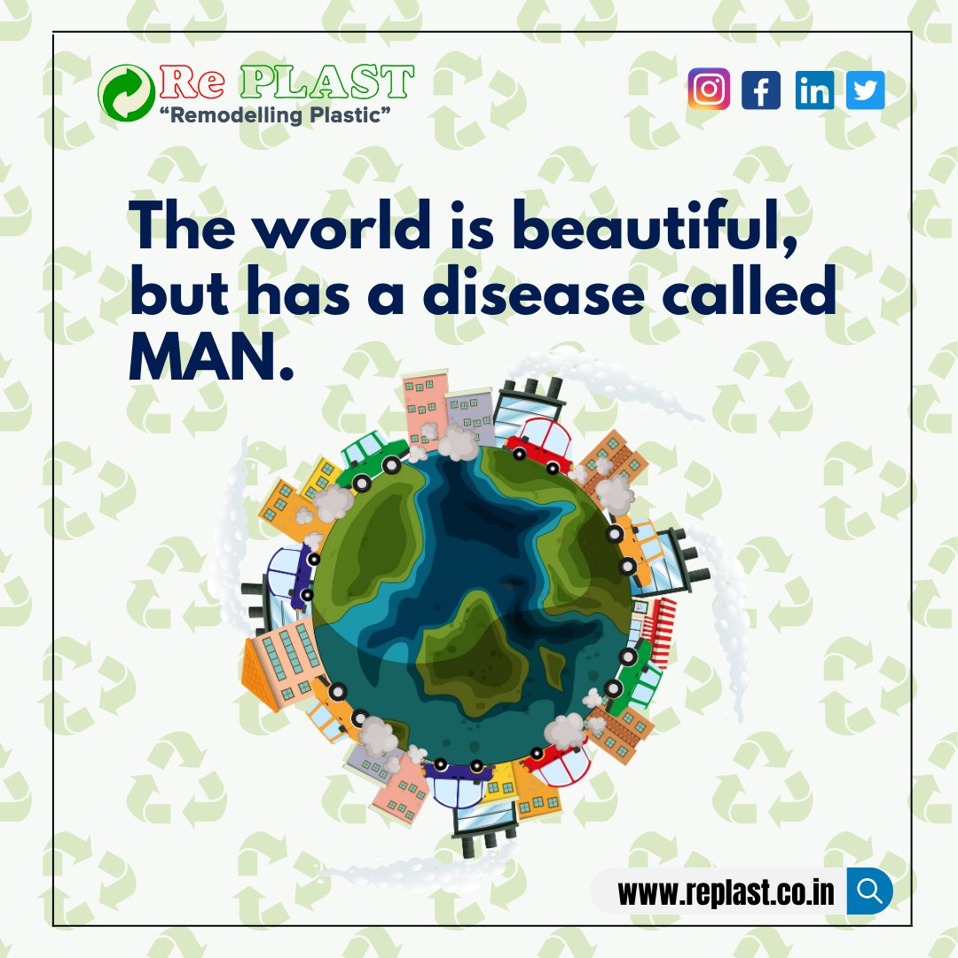 replastgurgaon's tweet photo. The world is beautiful, but has a disease called MAN.
.
.
.
.
Follow us @replast_gurgaon
.
.
.
.
#saynotoplastic #plasticban #banplatic #plasticpollution #saveearth #saveplanet #thereisnoplanetb #saveenvironment #environmentfriendly #ecofriendly #plasticbottles #singleuseplastic https://t.co/2FCsmk033x