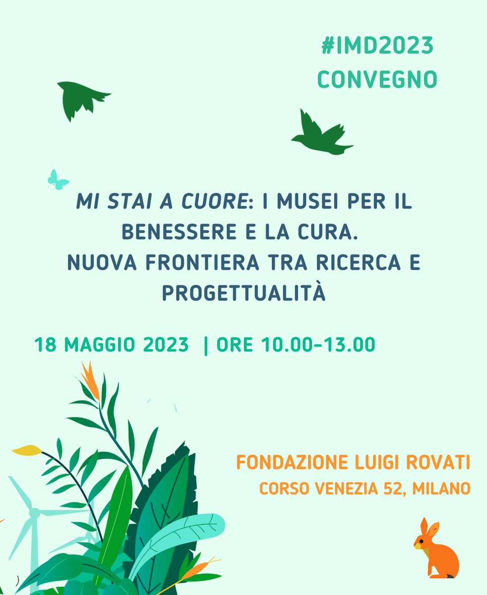 [#IMD2023 CONVEGNO] 
📆 18 maggio | ore 10:00 - 13:00 
🏛️ Fondazione Luigi Rovati, Corso Venezia, 52 | Milano

💻👁️ Scopri il programma completo al link: bit.ly/MiStaiACuore

#IMD2023 #InternationalMuseumDay #Museum4WellBeing #SustainableMuseums #ICOMTogether