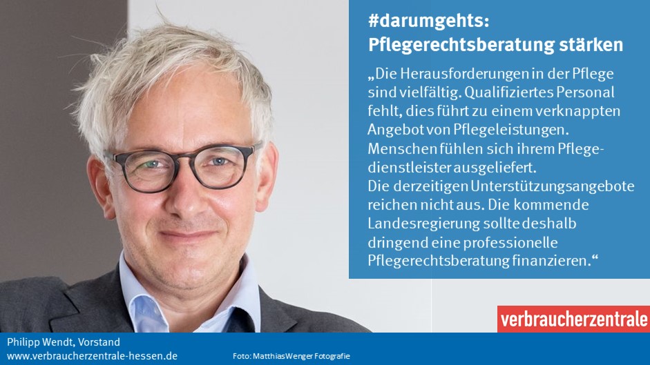 Kommende Landesregierung sollte professionelle Pflegerechtsberatung finanzieren, fordert <a href="/philipp_wendt/">Philipp Wendt</a> <a href="/vzhessen/">Verbraucherzentrale</a>. Andere Länder sind mit Pflegerechtsberatung, Patienten- und Pflegebeauftragten schon erheblich weiter als Hessen. #verbraucherpolitischesFrühstück #Pflege