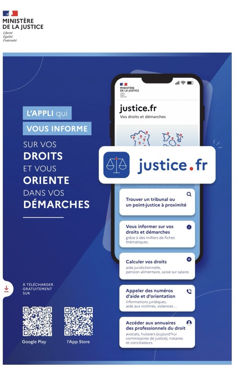 Le ministère de la Justice lance l’application mobile justice.fr visant à « simplifier la vie des justiciables pour les rapprocher de leur justice ». Elle accompagne les citoyens dans leurs recherches d’information sur leurs droits et les oriente dans leurs démarches