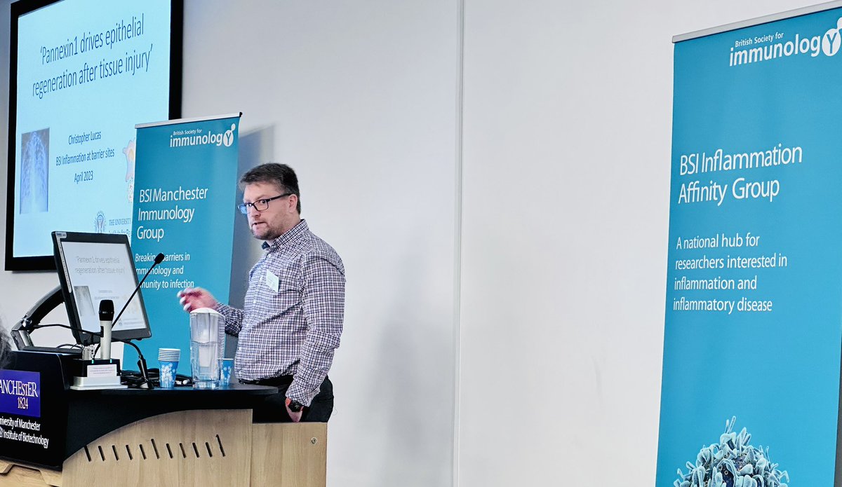 BSI Inflammation (@bsi_inflam) on Twitter photo Our third talk today at #BarrierInflammation2023 is Chris Lucas from <a href="/EdinburghUni/">The University of Edinburgh</a> speaking about Pannexin-1 and epithelial repair in the lung. Our third talk today at #BarrierInflammation2023 is Chris Lucas from <a href="/EdinburghUni/">The University of Edinburgh</a> speaking about Pannexin-1 and epithelial repair in the lung.