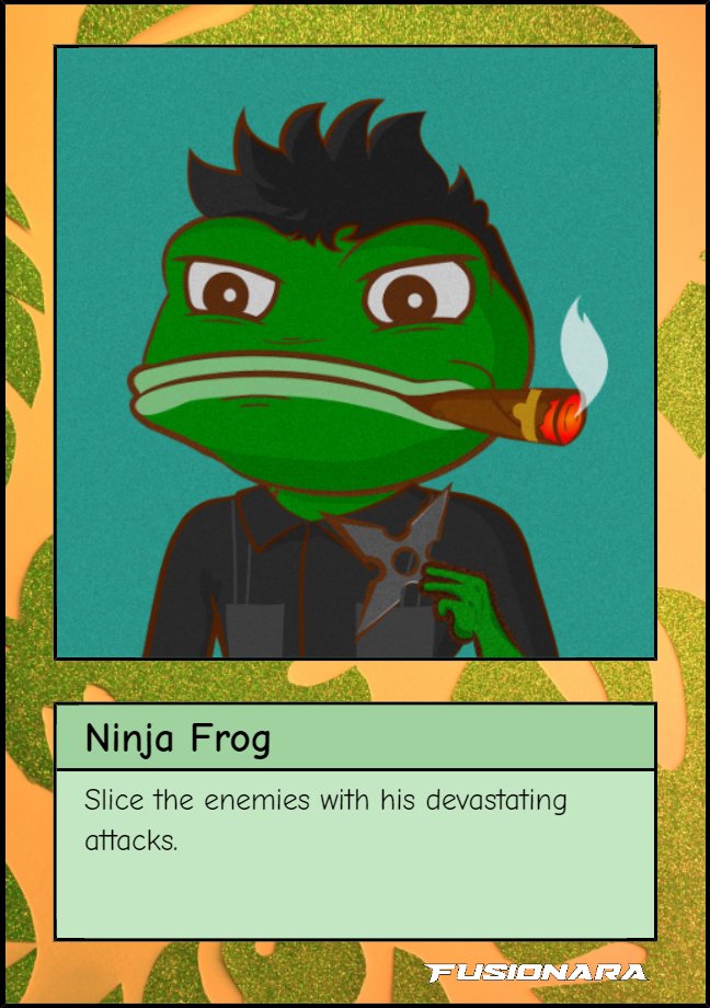 JuniVault's tweet photo. I've entered The Ultimate Challenge with Ninja Frog. Will you join my squad or dare stand in my way? #recruitmyhero #Fusionara https://t.co/qFHSYOLv9B