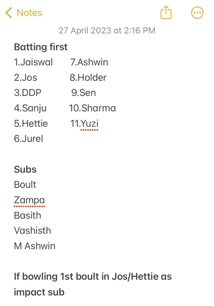parthski's tweet photo. @rajasthanroyals this is my team selection for match against csk looks solid should work well! https://t.co/4z4wAEdZGI