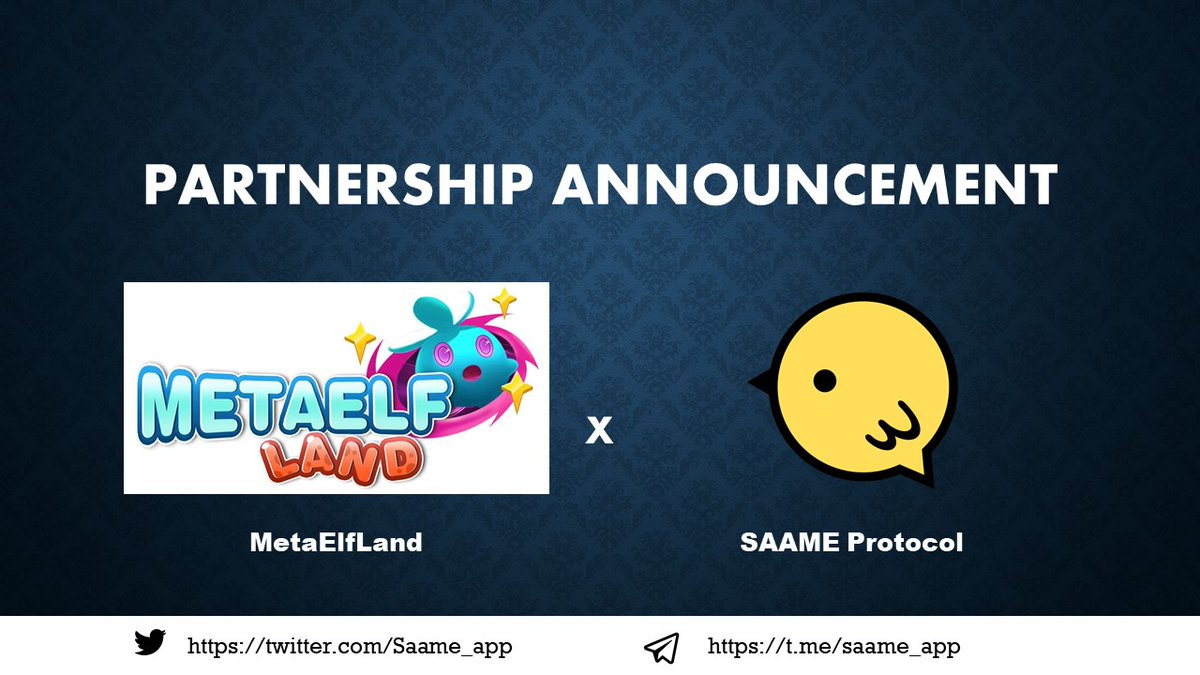 SAAME (@saame_app) on Twitter photo 🚀Thrilled to announce our #partnership with
MetaElfLand <a href="/metaelfland/">MetaElfLand</a> which is a GameFi based on blockchain technology and distributed ledger
💪Let's build together
👇Join us
app.questn.com/quest/76582190…
#Airdrop 10000 #Meld Token & 800 $SEXP & 5 NFTPass WL
#MetaElfLand #Saame 🚀Thrilled to announce our #partnership with
MetaElfLand <a href="/metaelfland/">MetaElfLand</a> which is a GameFi based on blockchain technology and distributed ledger
💪Let's build together
👇Join us
app.questn.com/quest/76582190…
#Airdrop 10000 #Meld Token & 800 $SEXP & 5 NFTPass WL
#MetaElfLand #Saame