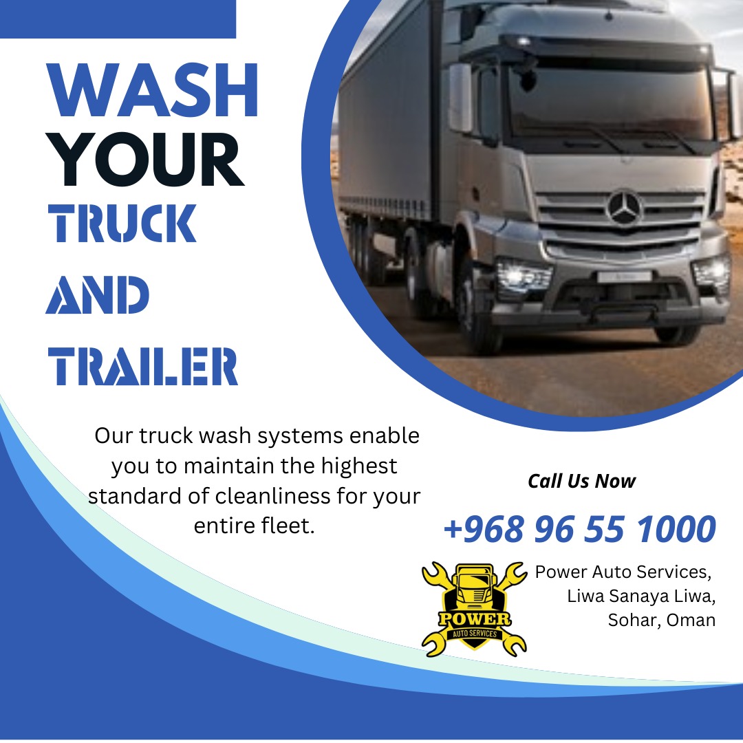 PowerAuto7's tweet image. Looking for a reliable truck water wash service? Our team offers top-quality cleaning services for all types of trucks.  Our experienced technicians will ensure that your truck is spotless and shining like new. Power Auto Services, Liwa, Sohar, Oman. +968 96 55 1000
