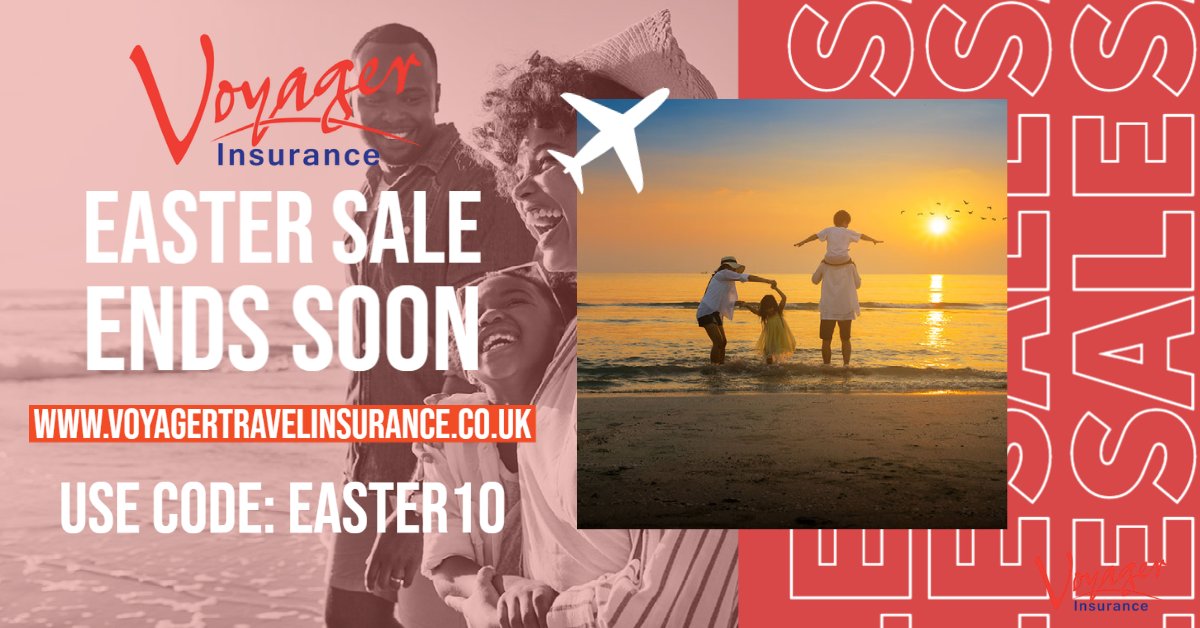 VoyagerIns's tweet photo. Our Easter Sale Ends this Sunday - 30th April 2023!

Don’t miss out on 10% off your Travel Insurance with Voyager Plus.

Click the link in our bio today!

#voyagerplus #travelinsurance #sale https://t.co/xcRWOqnKrl