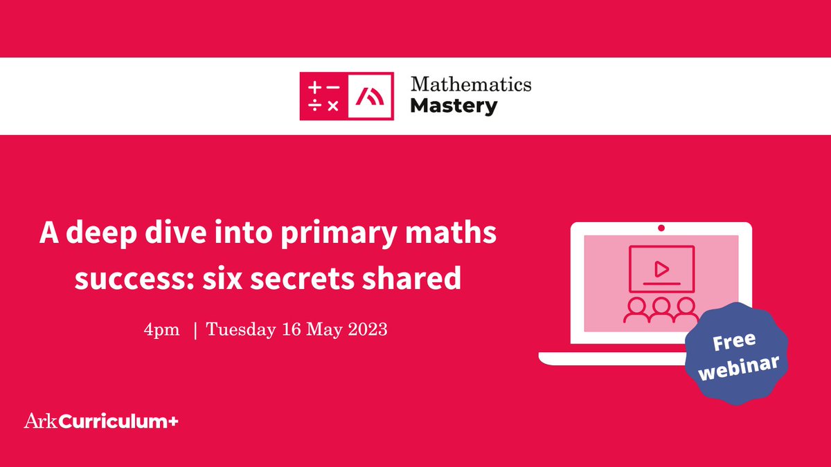 MathsMastery's tweet photo. Our schools see Mathematics Mastery Primaryβs positive impact on their teachers and pupils. Join us on 16 May to hear their stories and discover the six secrets of primary maths success: https://t.co/WrJImzk4QH
#mathschat #primaryeducation #mathsmastery #mathsevents https://t.co/vH0tjWzfkx