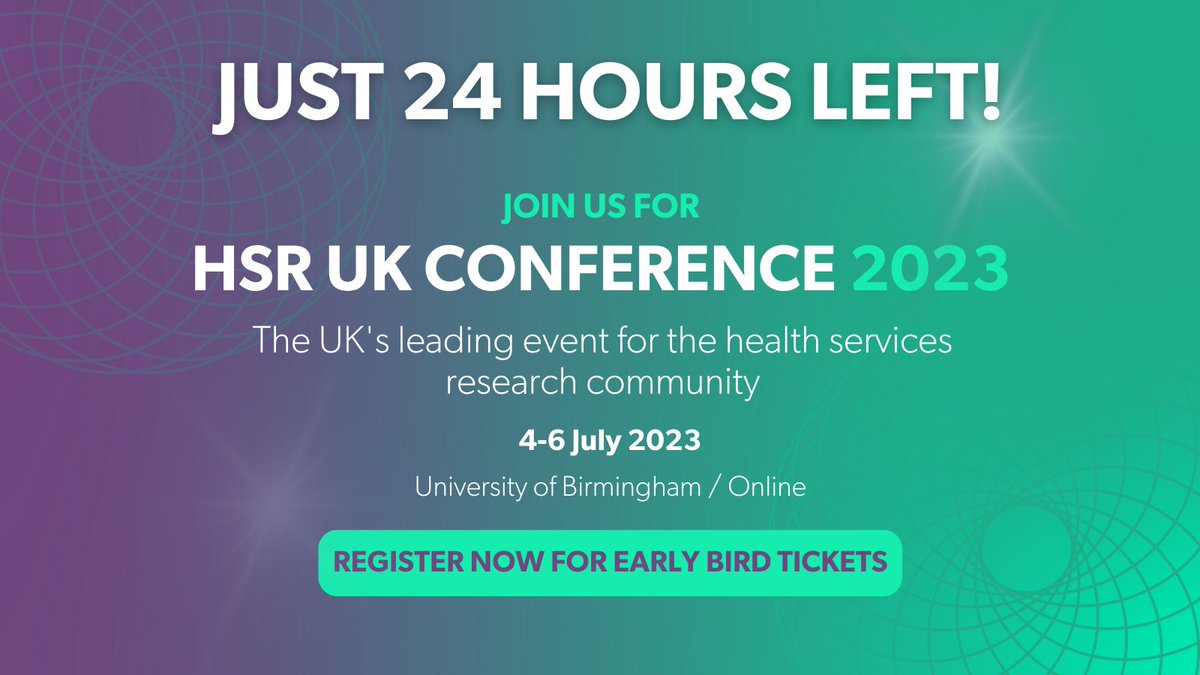 ⏰FINAL CALL⏰ Our Early Bird offer ends in less than 24 hours, so take advantage before it's too late! Engage with expert speakers from across the health and social care sector at the #HSRUK23 Conference 2023 @unibirmingham and online. Register today! eventsforce.net/eventage/front…