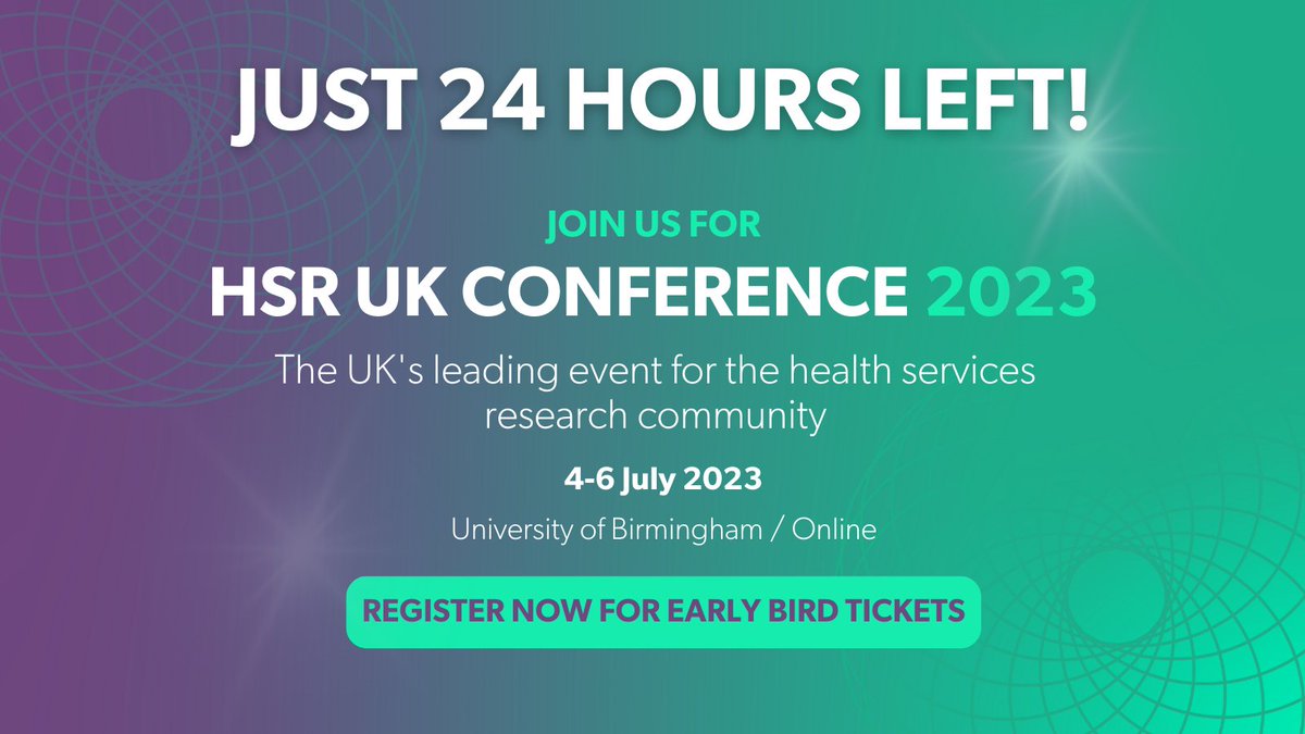 Health Services Research UK (@hsrn_uk) on Twitter photo ā°FINAL CALLā°
Our Early Bird offer ends in less than 24 hours, so take advantage before it's too late!
Engage with expert speakers from across the health and social care sector at the #HSRUK23 Conference 2023 <a href="/unibirmingham/">Uni of Birmingham</a> and online.
Register today! eventsforce.net/eventage/front⦠ā°FINAL CALLā°
Our Early Bird offer ends in less than 24 hours, so take advantage before it's too late!
Engage with expert speakers from across the health and social care sector at the #HSRUK23 Conference 2023 <a href="/unibirmingham/">Uni of Birmingham</a> and online.
Register today! eventsforce.net/eventage/frontā¦