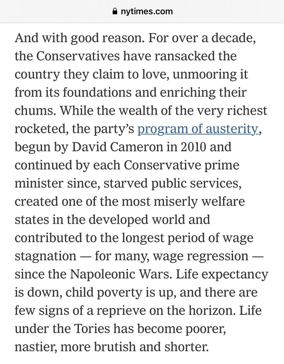 Things you won’t read in the Tory press, from the New York Times: