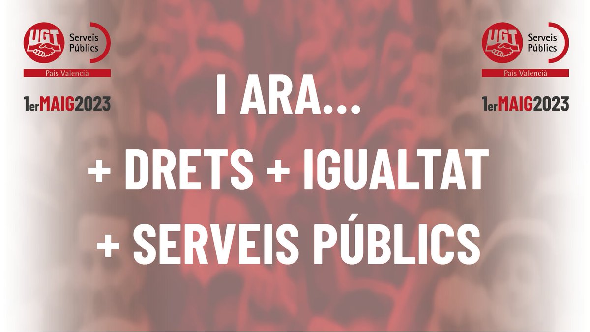 UGT_SP_PV's tweet photo. 📢Este #1M2023 ix al carrer amb nosaltres: és hora d'augmentar salaris, baixar preus i repartir beneficis.  En l'àmbit públic: més drets, igualtat i serveis públics
➡️VALÈNCIA 11h Sant Agustí 
➡️ELX 11h  Pl de Barcelona 
➡️ALCOI 11h  Av Albereda 
➡️CASTELLÓ 12 h Pl de les Aules https://t.co/4ldzgy0Q2g