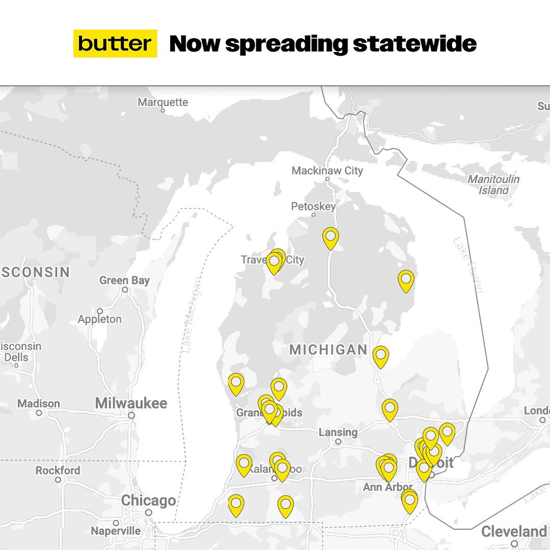 butterworldmi's tweet photo. Our team is working hard to get our products near you. Find us today via our store locator: https://t.co/r1aErGDhuk

#letsbuildabutterworld #butter #buttercannabisco #butterlifestyle #butterworld https://t.co/bcjoHORWRY