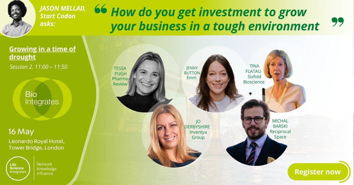 In a tough financial environment, how do you get investment to grow your business?

Join the discussion at #BioIntegrates with Jason Mellad <a href="/StartCodon/">Start Codon</a>,Tessa Pugh <a href="/PharmaReviewUK/">PharmaReview</a>, Jenny Button, Emm, Tina Flatau <a href="/sixfold_bio/">Sixfold bioscience</a>, Jo Derbyshire <a href="/Inventya/">Inventya Ltd.</a>, Michal Barski <a href="/ThinkReciprocal/">ReciprocalSpaceStudio</a>