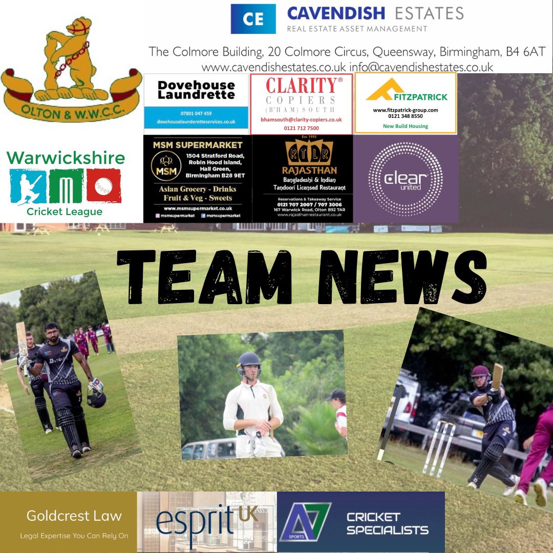 oltonwwcricket's tweet image. 1st &amp;amp; 2nd XI team news for Saturday 

#owwcc #olton #cricket #warwickshirecricketleague