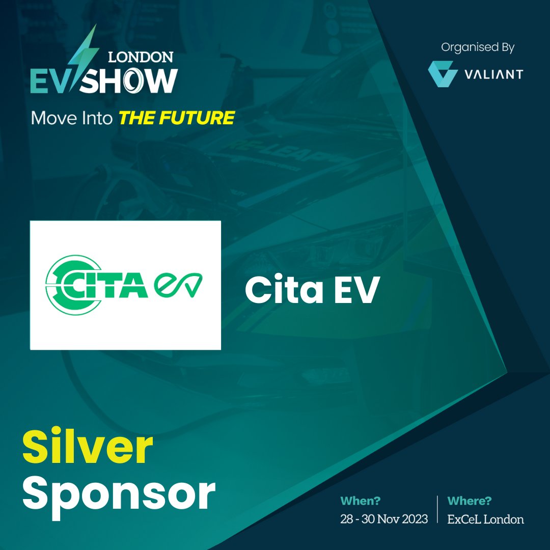 We are pleased to announce that @citaevcharger is joining us as a silver sponsor for the 3rd edition of the London EV Show.

Take advantage of our Early Bird Offer up to 26th May. Register today from bit.ly/3ItOA2Q

#londonevshow #levs23 #evshow23 #evshow #londonevshow23