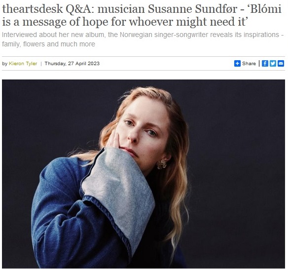 I interviewed @susannesundfor about her new album Blómi. I spoke with her for @theartsdesk. It's out this week on @mrsimonraymonde’s @bellaunion - @BellaUnionVinyl. (@MusicNorwayNO @Norwegian_Arts @NorwayinUK). Here: theartsdesk.com/new-music/thea…