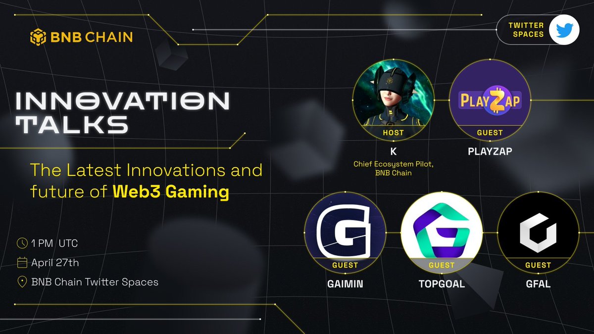 ⚽️ Exciting AMA with <a href="/BNBCHAIN/">BNB Chain</a> to dive into the latest innovations &amp; the bright future of Web3 gaming! 🎮

⏰ April 27th, 1:00pm UTC
📍 x.com/i/spaces/1dRKZ…

🔥 Set a reminder on this thrilling discussion 
👂 Hear insights from <a href="/XTopgoal/">Xander_TOPGOAL</a>