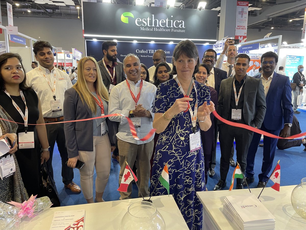 SaibalGhoshTC's tweet photo. @MedicalFairIndia begins and 🇨🇦 referred to as a partner country. ⁦@JenniferDaubeny⁩ lights the lamp and delivers her address at @VoiceofHealthcare conference and cuts the ribbon of Canada Pavilion. B2B meetings are on between🇨🇦 and 🇧🇴 companies. ⁦@AnnaStSauveur⁩ https://t.co/sJ0yJ5ix1z
