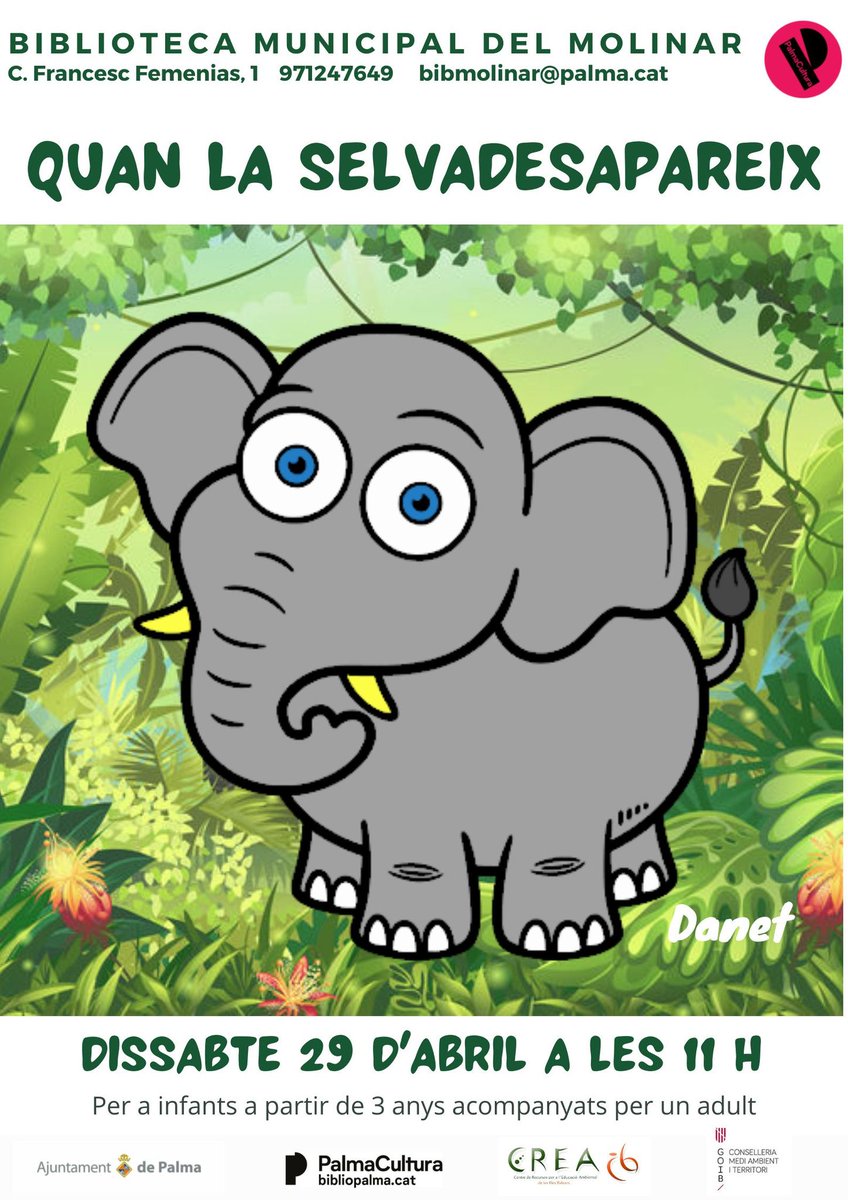 piacaib's tweet photo. 📌NOU CONTACONTES A SA PETROLERA: QUAN LA SELVA DESAPAREIX!
🐘Una petita elefanta comença a lluitar contra la desforestació i retrobar la seva família. Un relat  que ens empeny, de la mà dels animals de la selva, a passar a l'acció per canviar el rumb que duen les nostres vides. https://t.co/7M5AKxr8Pp