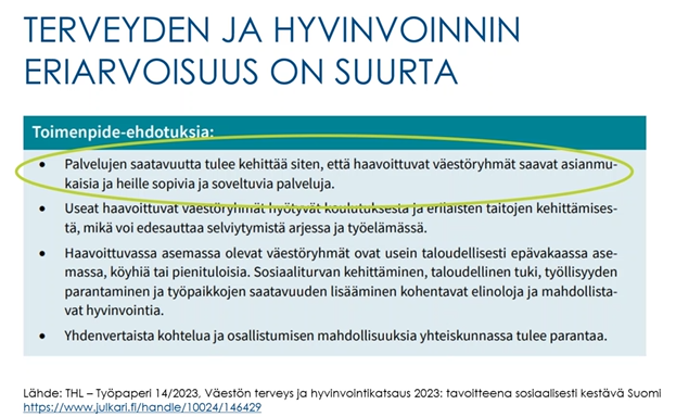 #terveystupa2023-webinaarin avaa yl @PaulaHakkanen. Palveluiden yhdenvertaisuuden kehittämisessä tärkeää on, että haavoittuvien väestöryhmien palvelutarpeet huomioidaan. Tämän päämäärän edistäminen on keskeinen tavoite myös #terveystupaverkoston'n toiminnassa.