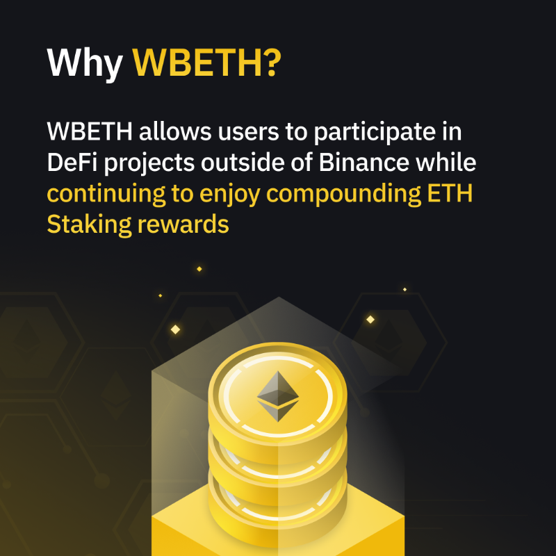 binance's tweet photo. Wrapped Beacon ETH (WBETH) is now available on $ETH Staking!

Users can now wrap their BETH tokens to WBETH, and unwrap their WBETH to BETH tokens on the ETH Staking page with zero fees.

Swipe to learn more 👉
