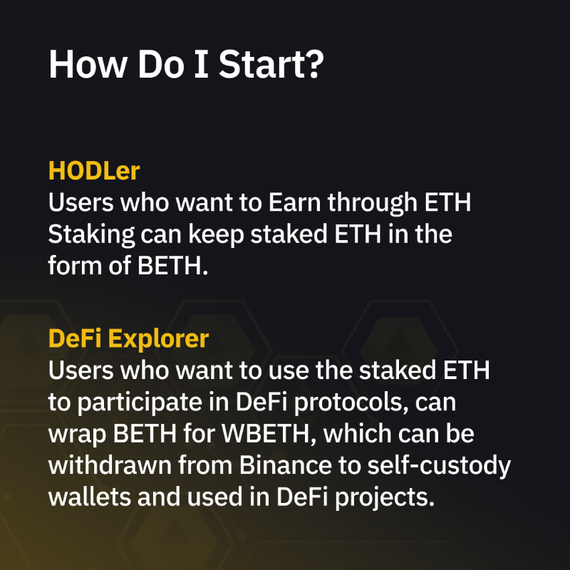 binance's tweet photo. Wrapped Beacon ETH (WBETH) is now available on $ETH Staking!

Users can now wrap their BETH tokens to WBETH, and unwrap their WBETH to BETH tokens on the ETH Staking page with zero fees.

Swipe to learn more 👉