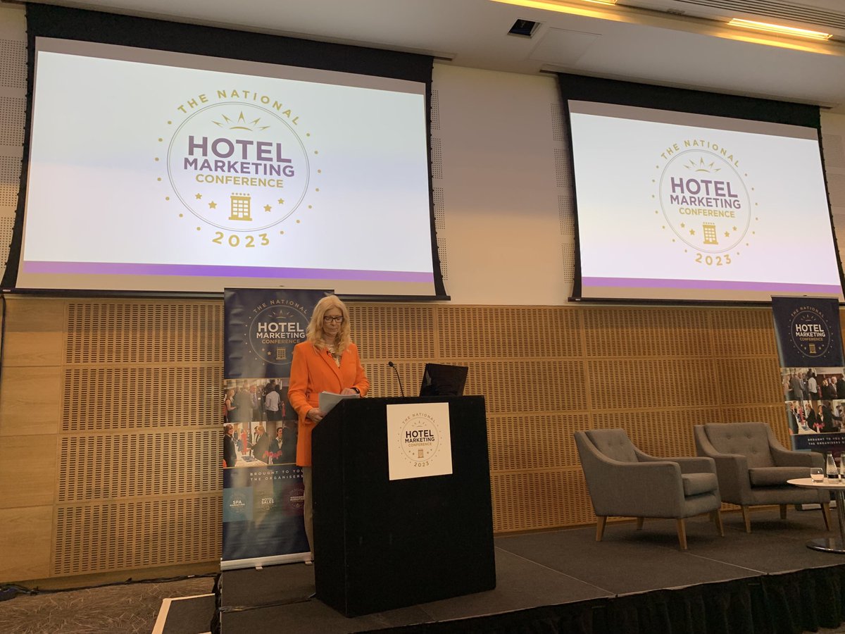 AndreaMCoach's tweet photo. Attending the National Hotel Marketing Conference. Introducing the day was ⁦@PamelaC_Pampas⁩ who highlighted the need for inclusivity in marketing. #NHMC2023 #hotelleadership https://t.co/VmQPBAnHcB