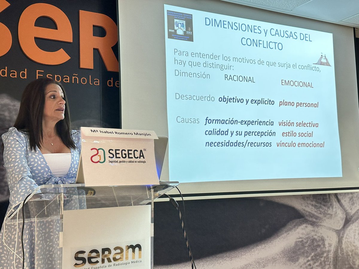 Gestión del conflicto. Presentado por la Dra Isabel Romero, Jefa de Servicio del Hospital Virgen de las Nieves de Granada.

¿Tenemos en cuenta la inteligencia emocional en el plano laboral? ¿Cómo podemos mejorar las relaciones interpersonales en el trabajo?
<a href="/SERAM_RX/">SERAM - Sociedad Española de Radiología Médica</a> <a href="/SEGECA2021/">SEGECA</a>