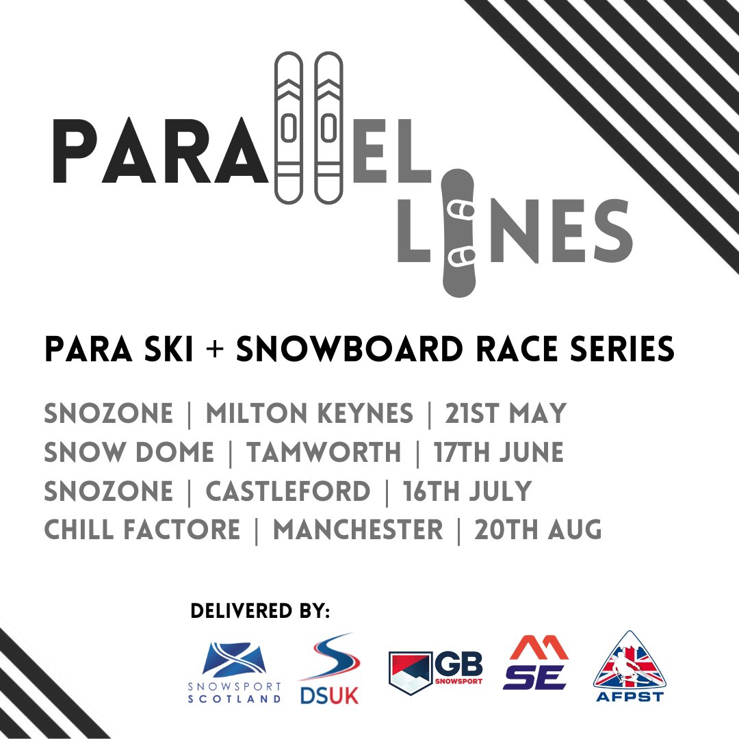 dsuksnowsport's tweet photo. Fancy a day at the races? We are talking Parallel Lines, the inclusive race series that’s happening throughout summer.
#AdaptiveSnowsports #ParallelLines #SkiingForAll #SnowboardingForAll https://t.co/lVNELxxs0F