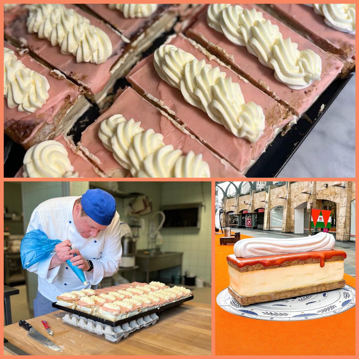 CCSPCATERING's tweet photo. Koningsdag in Nederland. Ook in Brugge nuttigen we traditie getrouw met z’n allen een “oranje” tompouce op de verjaardag van de koning. Johan bedankt voor het maken van dit lekkers.

#koningsdag #lekkers #eigenbakkerij https://t.co/OcctuGLgIb