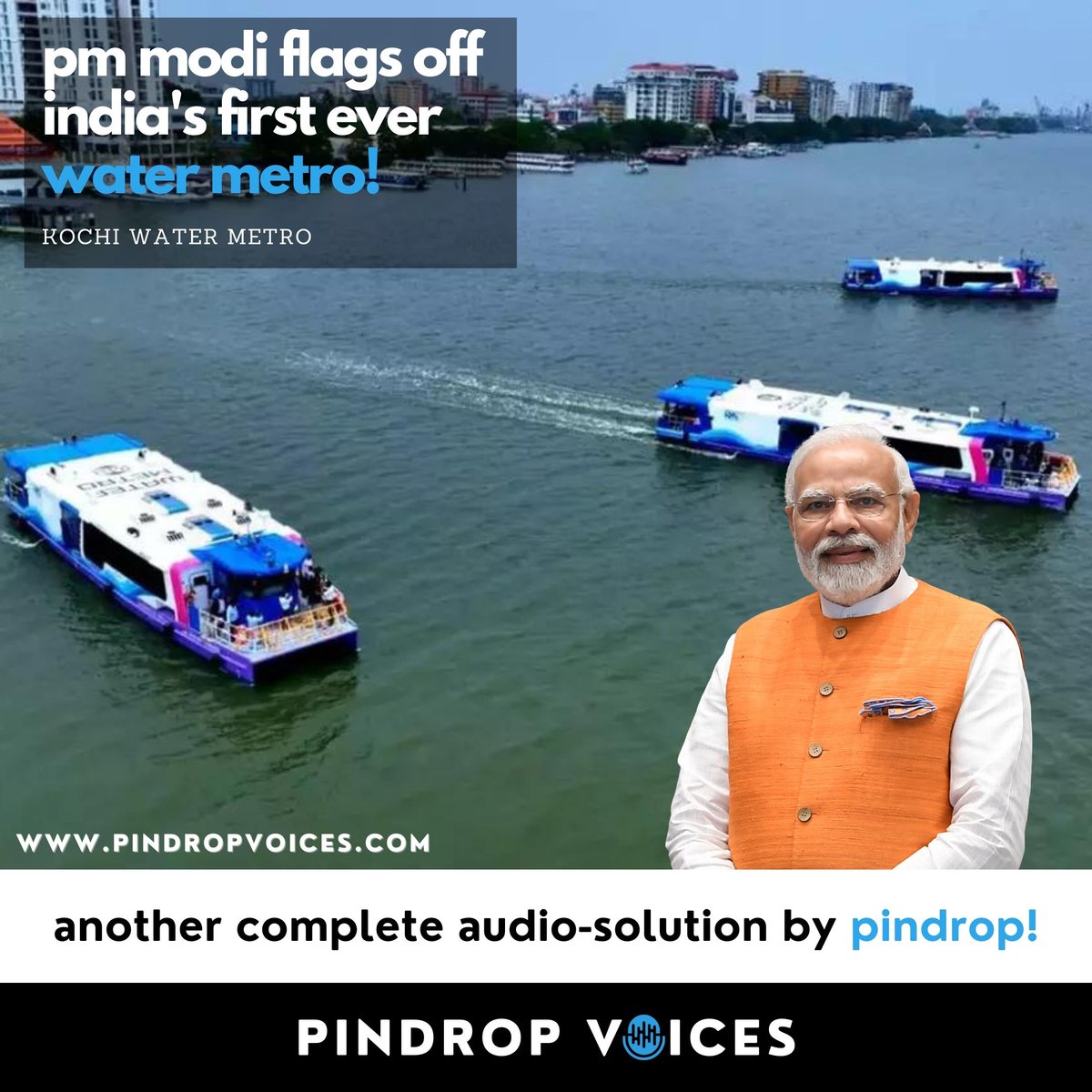 PindropMedia's tweet photo. When it comes to #AudioAutomations and #AudioSolutions, we now have a 90% plus market share in India's #RapidTransport Sector (i.e. #MetroRails, Rapid Regional rails and #WaterMetros)

#KochiWaterMetro is the latest 🪶 in our 🧢 https://t.co/yZ3g4yVKiv