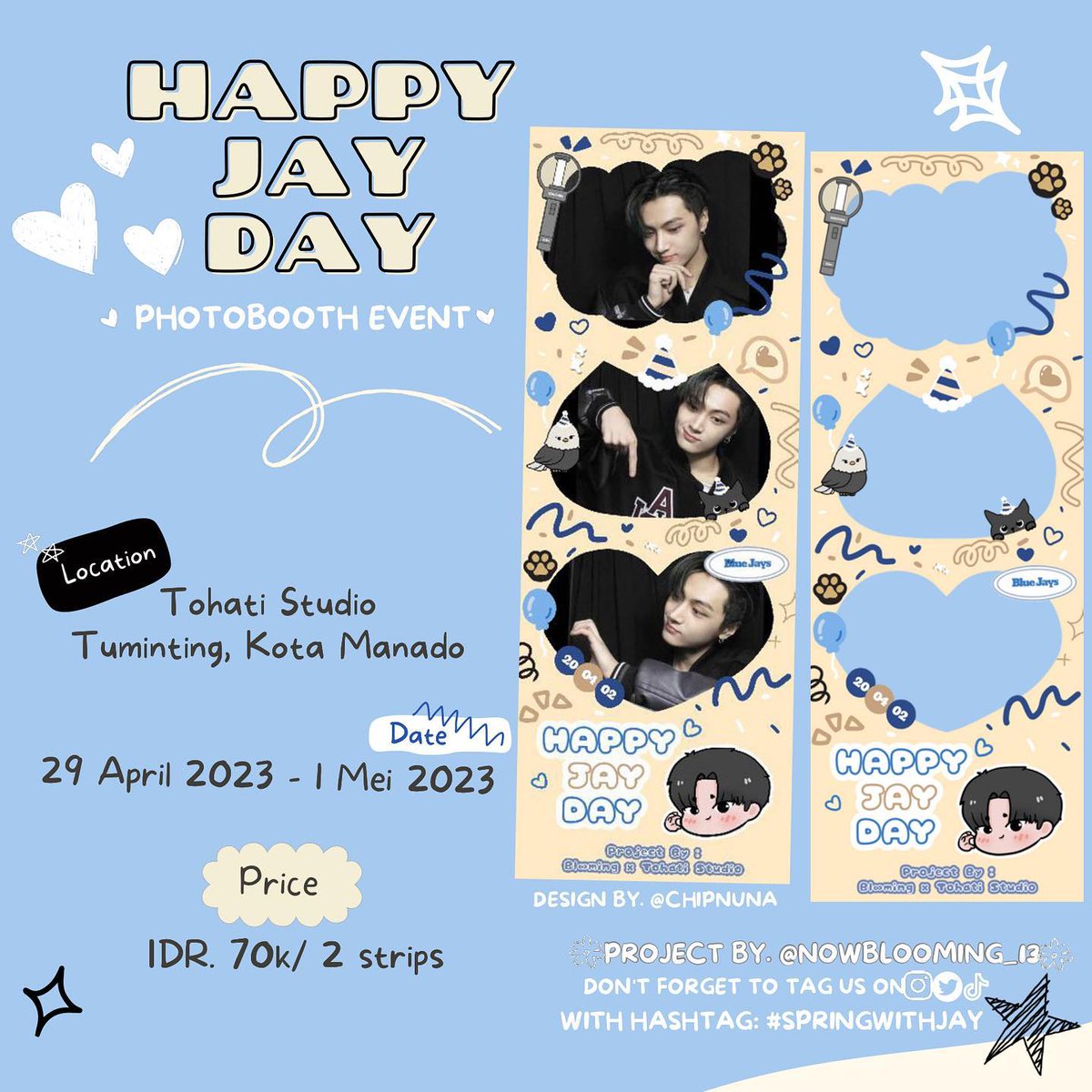 nowblooming_13's tweet photo. 🌸Spring Boys &amp; Agust D Tour in Jakarta🌸

•PHOTOSTRIP TEMPLATE•

🗓️ 29 April 2023 - 1 Mei 2023
📍 Tohati Studio, Kota Manado
🕔 17.00 - 21.00 wita
📌 Link: https://t.co/CSjDLwVaBg
Design by @chipnuna ✨

#SpringWithBlooming 
#SpringWithMingyu #SpringWithSehun #SpringWithJay https://t.co/Rm36uWrwQN
