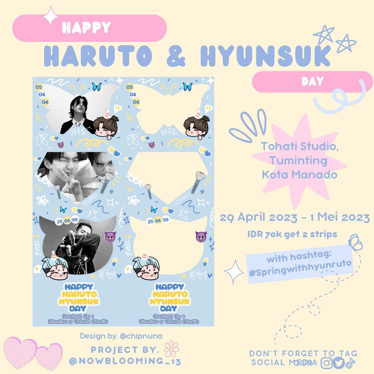 nowblooming_13's tweet photo. 🌸Spring Boys &amp; Agust D Tour in Jakarta🌸

•PHOTOSTRIP TEMPLATE•

🗓️ 29 April 2023 - 1 Mei 2023
📍 Tohati Studio, Kota Manado
🕔 17.00 - 21.00 wita
📌 Link: https://t.co/CSjDLwVaBg
Design by @chipnuna ✨

#SpringWithBlooming #SpringWithJeno #SpringWithHyunRuto #SpringWithAgustD https://t.co/tA2a0RGrBn