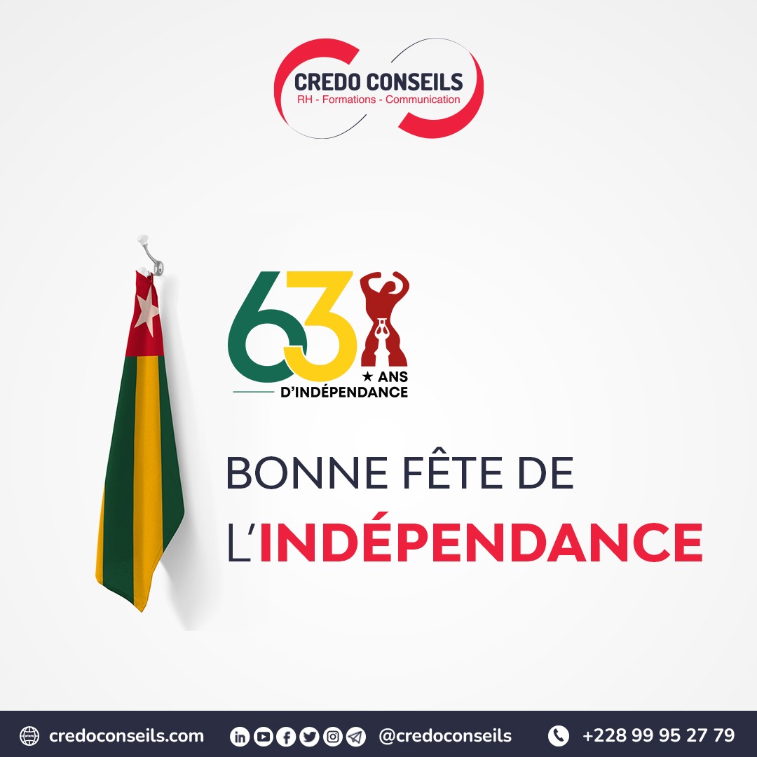 CredoConseils's tweet photo. 🇹🇬 CREDO CONSEILS vous souhaite une bonne fête de l'Indépendance du Togo.

 #IndependanceTogo #Togo #27avril #Togo #viveletogo #Independance #credoconseils #RH
#Embauche #Entretien #emploi #coachemploi #recherchedemploi #trouverunemploi #emploitogo https://t.co/bc26qVPaDc