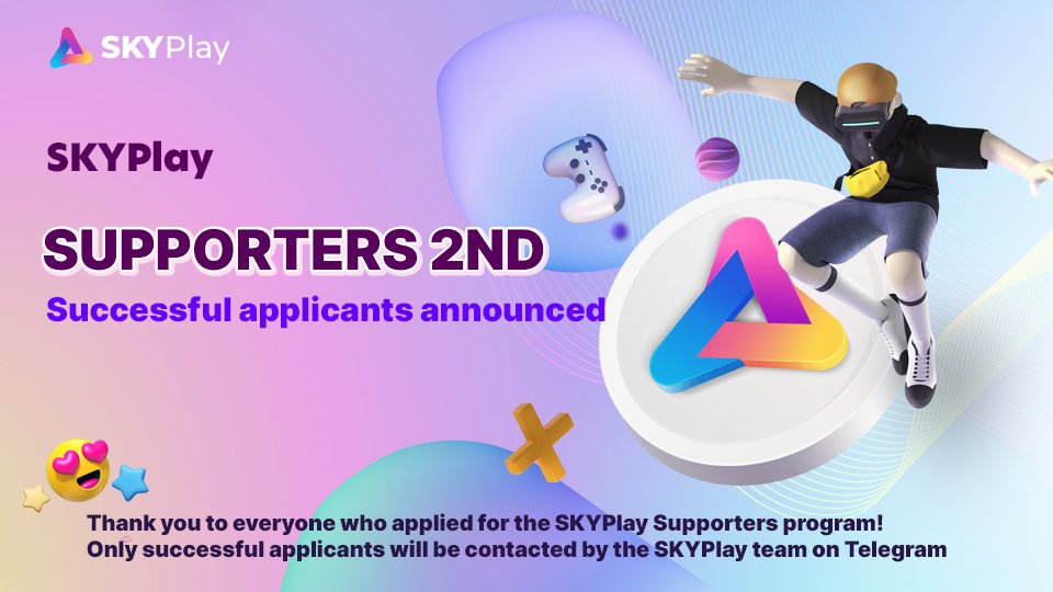 skyplay_SKP's tweet image. 🎉Announcing SKYPlay Supporters 2nd🎉

Thank you to everyone who applied to be a SKYPlay Supporter😊

Please refer to the link below for the announcement of successful applicants.

👉Announce the winners: cold-runner-a85.notion.site/Announcing-SKY…