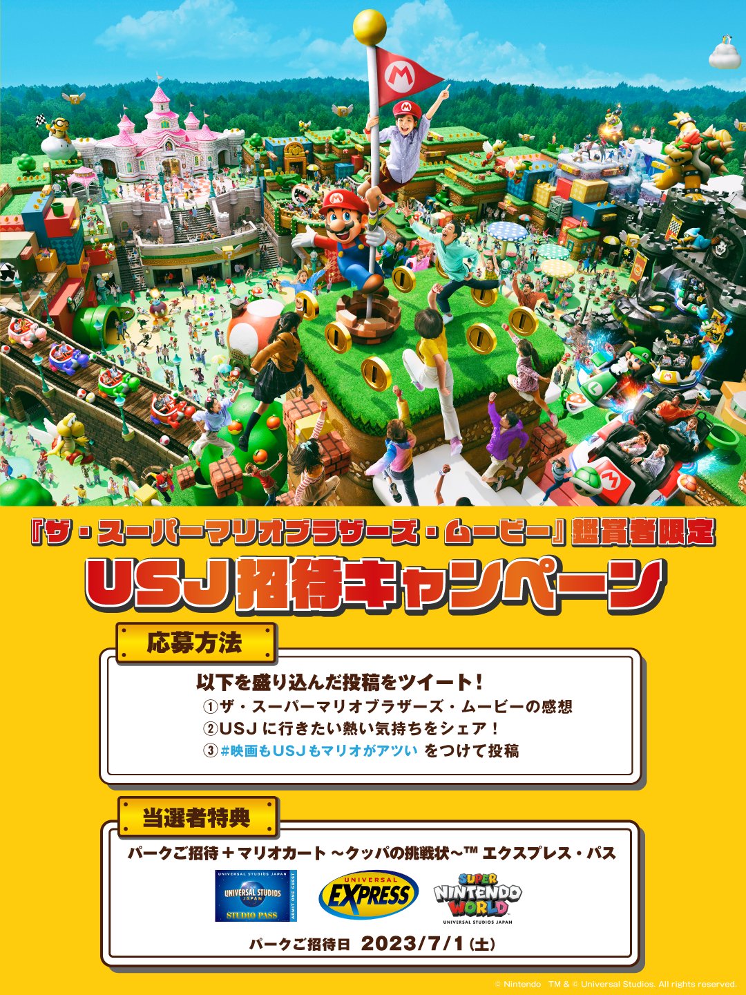 ユニバーサルスタジオジャパン USJ マリオ 先行 招待 2名 - 遊園地 
