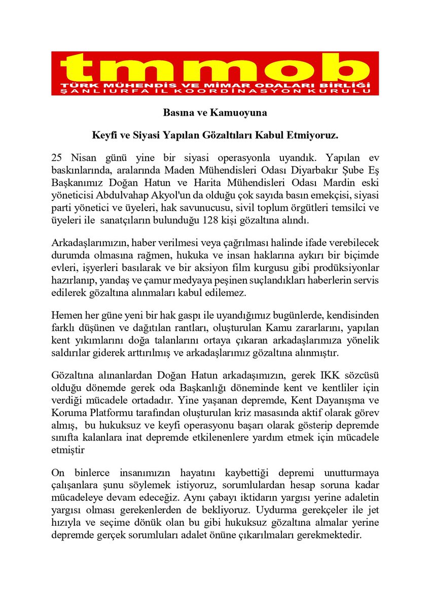TMMOB URFA İKK tweet media