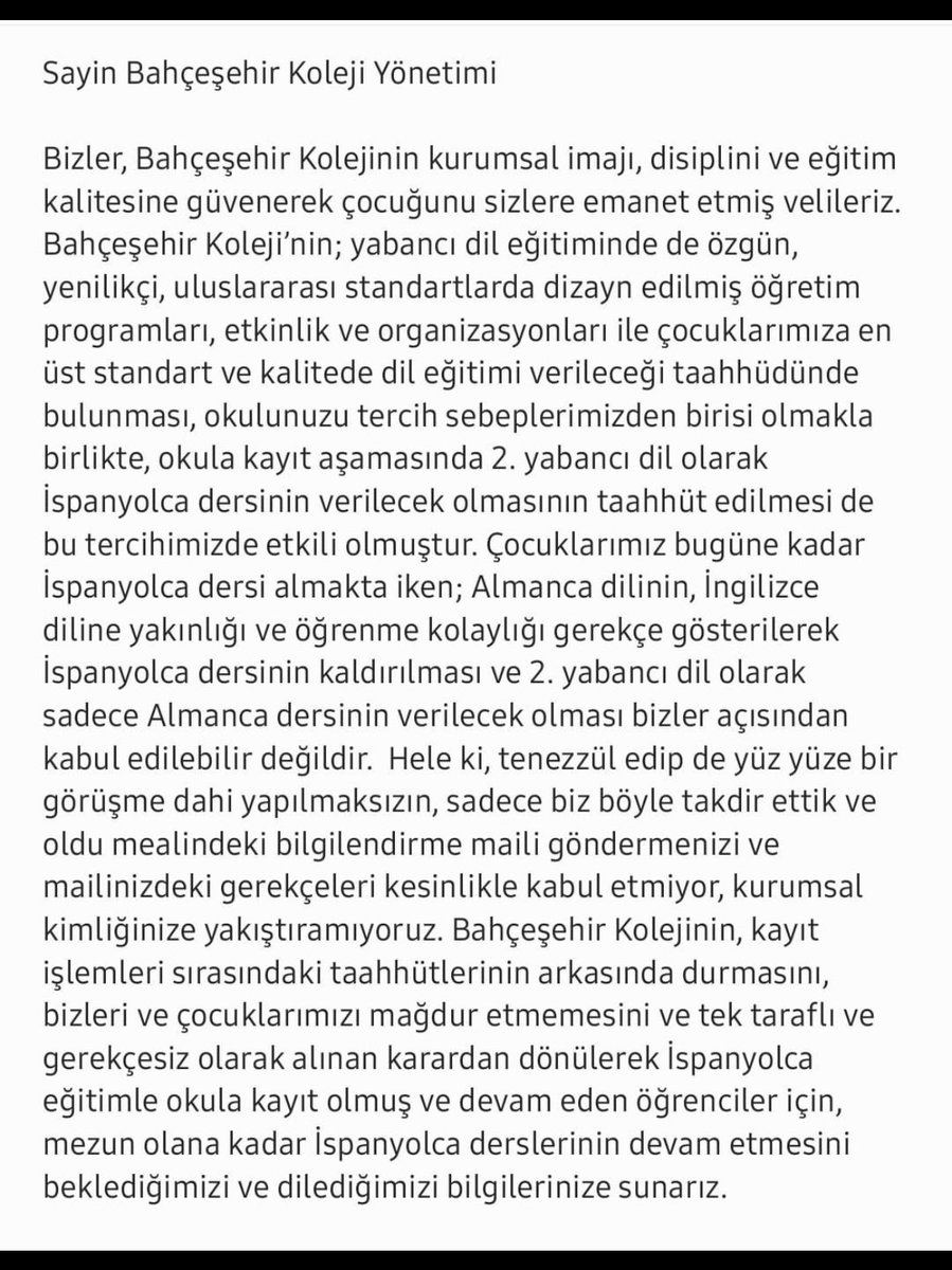 sehnazciril's tweet photo. #bahcesehirdeispanyolcaegitimedevamedilsin @EnverYucel https://t.co/h0RwawZULJ